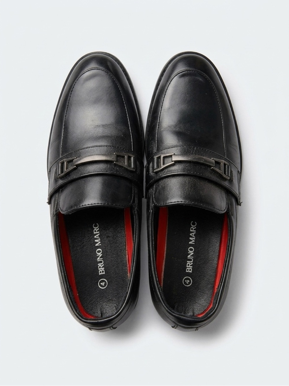 Bruno Marc Boys' Black Leather Dress Loafers